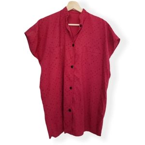 Vintage Geometric print mandarin collar top